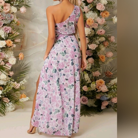 Purple Floral One Shoulder Maxi Dress Size 2 & 12 NWOT - Picture 4 of 7